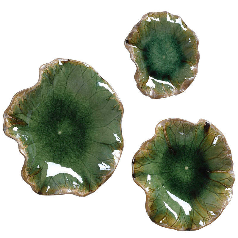 Uttermost Abella Green Ceramic Wall Decor Set/3
