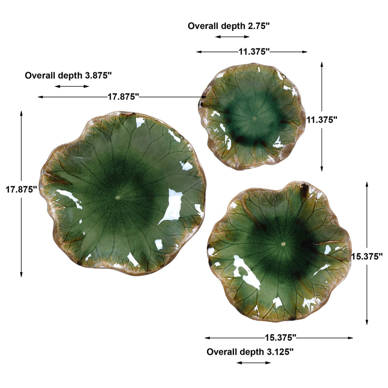 Uttermost Abella Green Ceramic Wall Decor Set/3