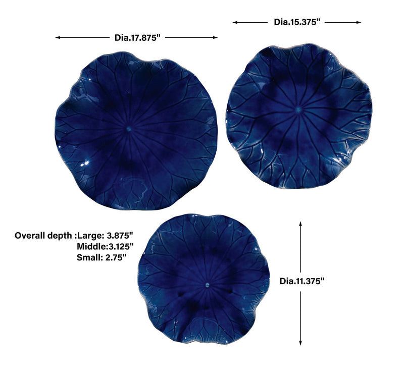 Uttermost Abella Blue Ceramic Wall Decor Set/3