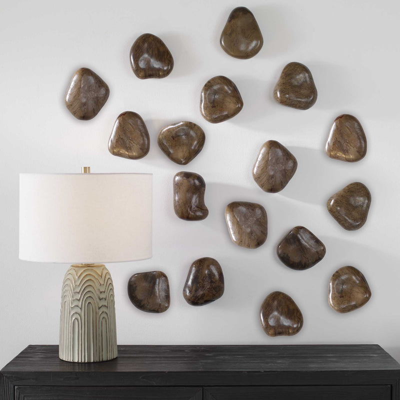 Uttermost Pebbles Walnut Wood Wall Decor Set/9