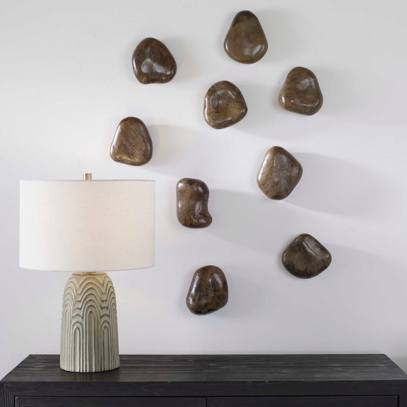 Uttermost Pebbles Walnut Wood Wall Decor Set/9
