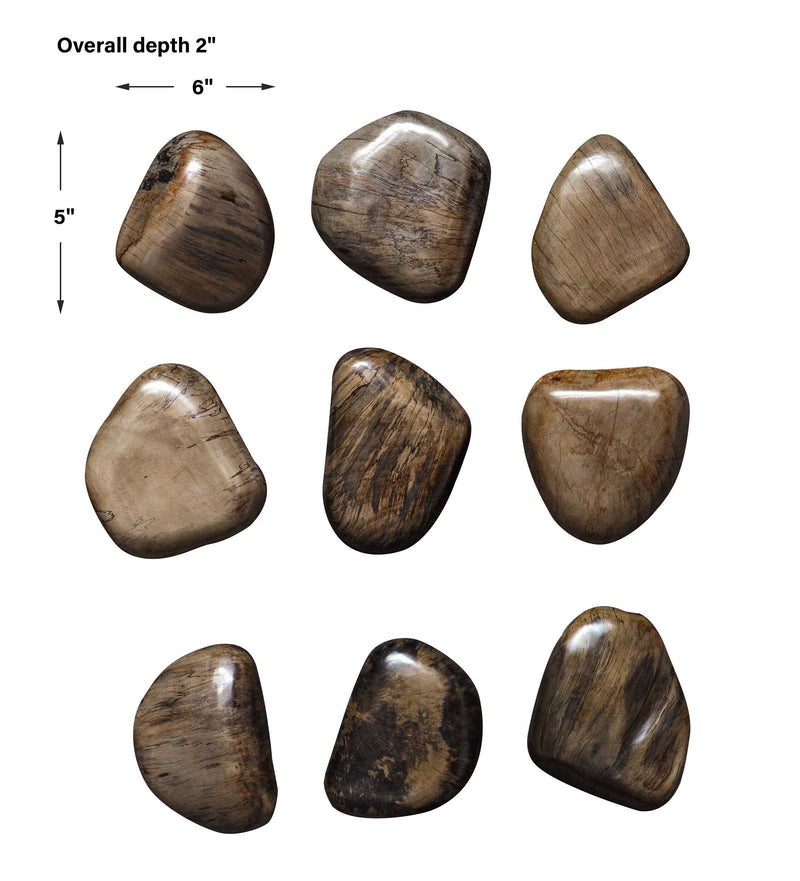 Uttermost Pebbles Walnut Wood Wall Decor Set/9