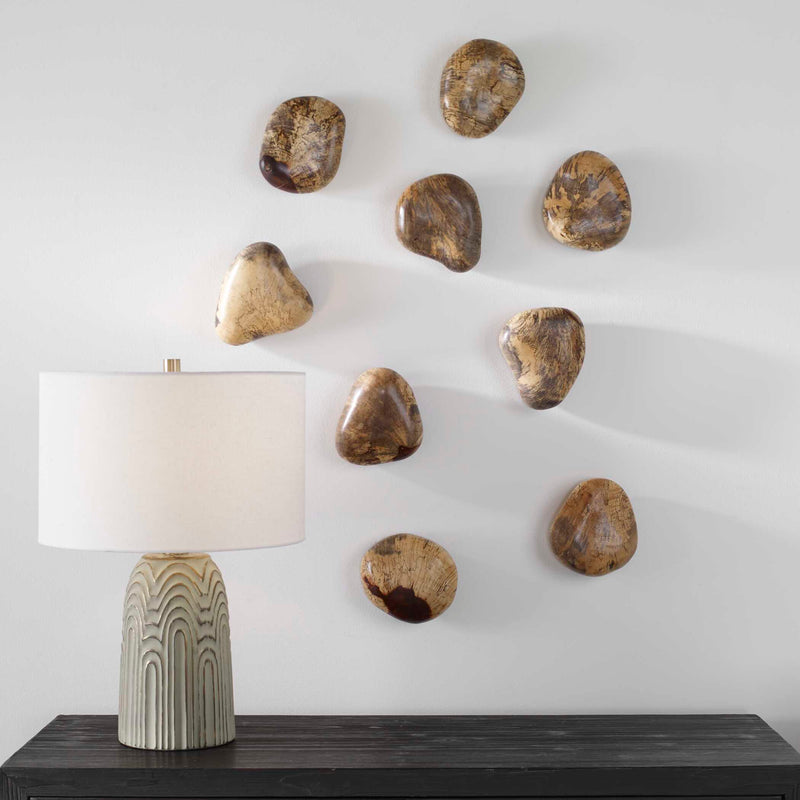 Uttermost Pebbles Blonde Wood Wall Decor Set/9