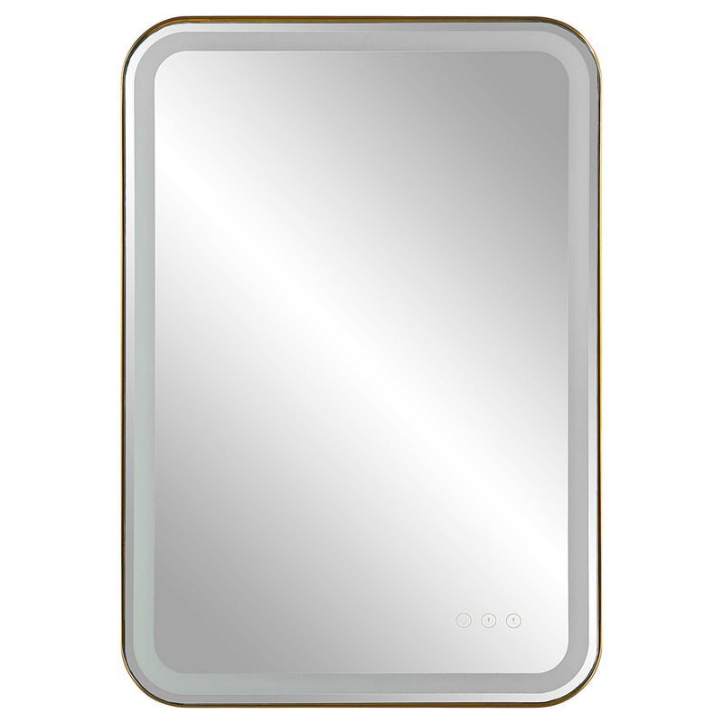 Uttermost Crofton Lighted Brass Vanity Mirror