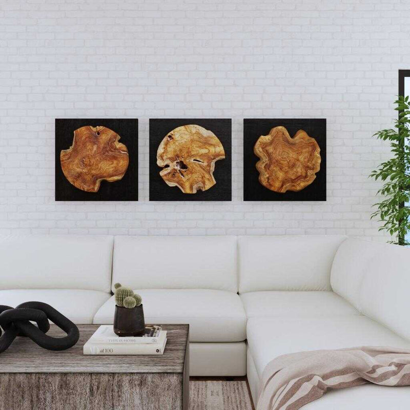 Uttermost Kolini Teak Wood Wall Decor Set/3