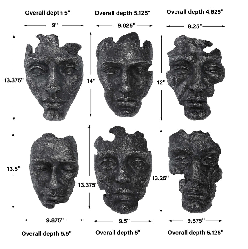 Uttermost Self-Portrait Metallic Wall Decor Set/6