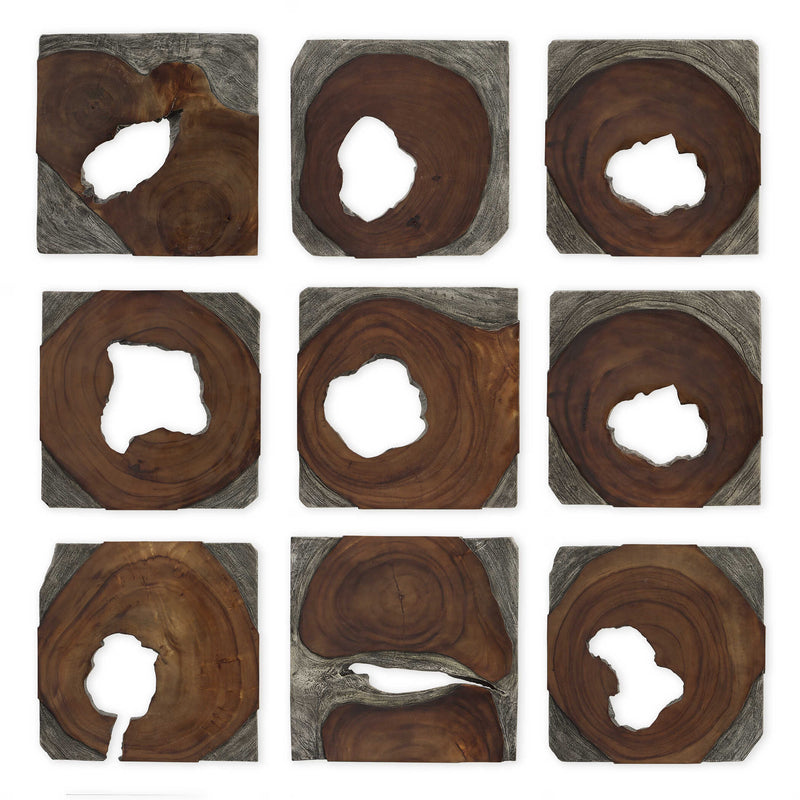 Uttermost Jungle Wood Paneled Wall Art Set/9