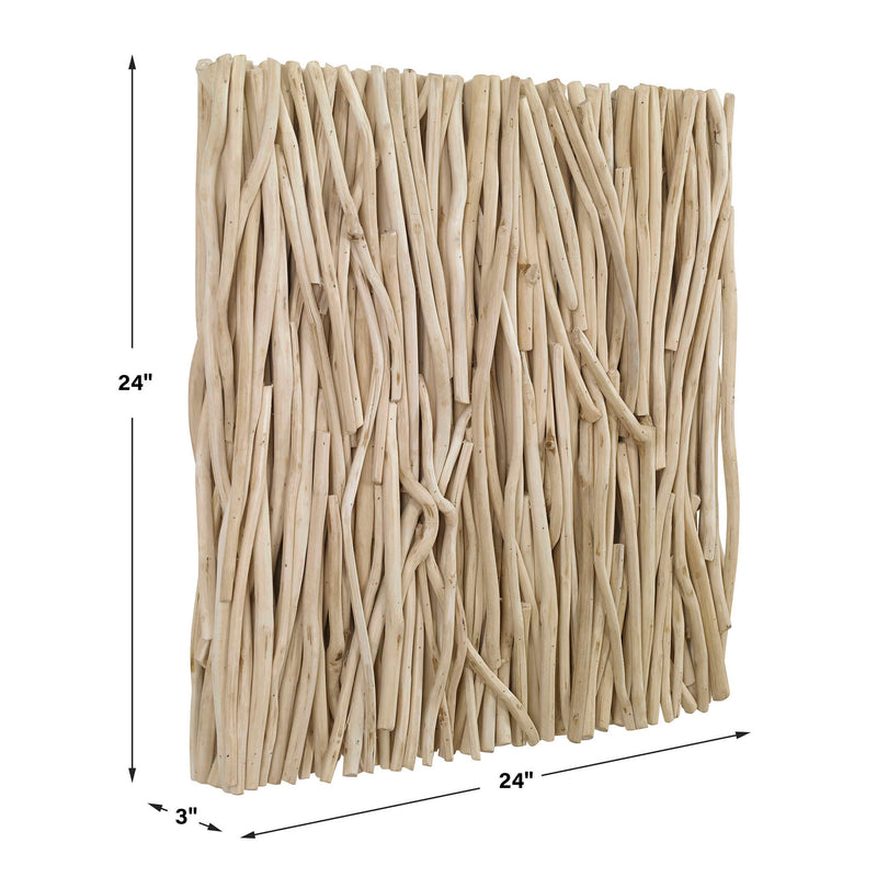 Uttermost Gathered Teak Square Bleached Wood Wall Decor