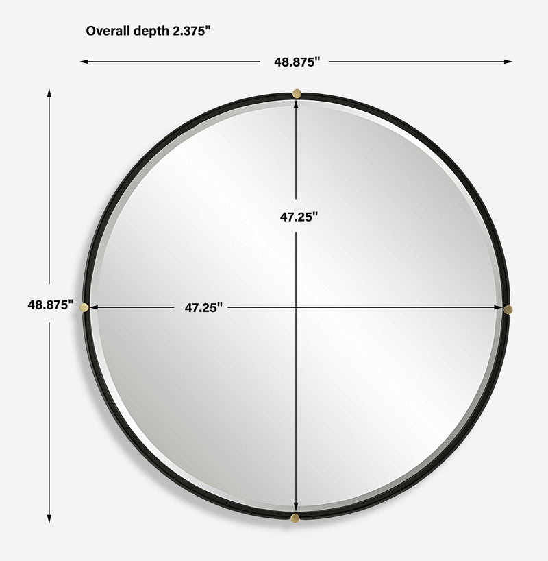 Uttermost Bonded Round Black Mirror
