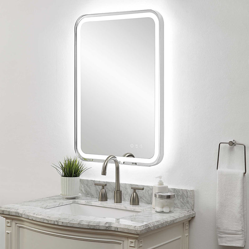 Uttermost Crofton Lighted Nickel Vanity Mirror