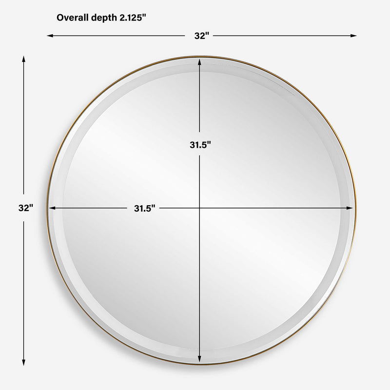 Uttermost Crofton Lighted Brass Round Mirror