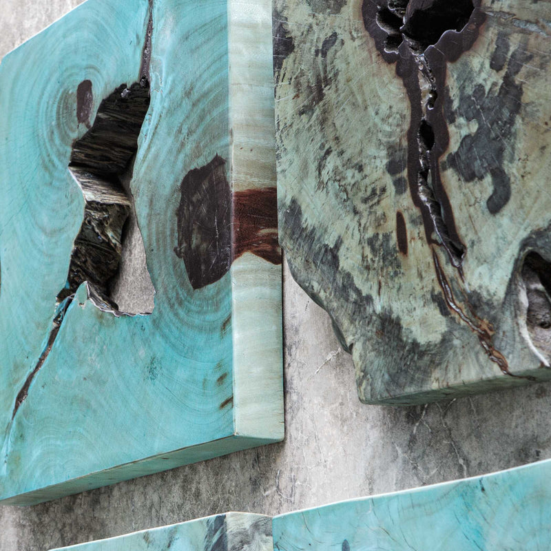 Uttermost Bahati Wood Wall Decor In Blue Set/9
