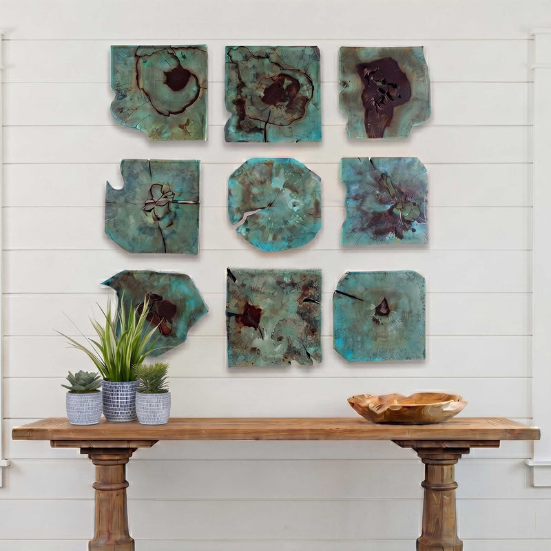Uttermost Bahati Wood Wall Decor In Blue Set/9