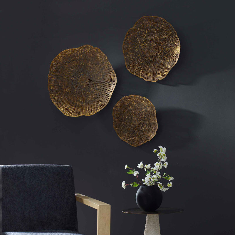 Uttermost Radiance Gold Metal Wall Decor Set/3