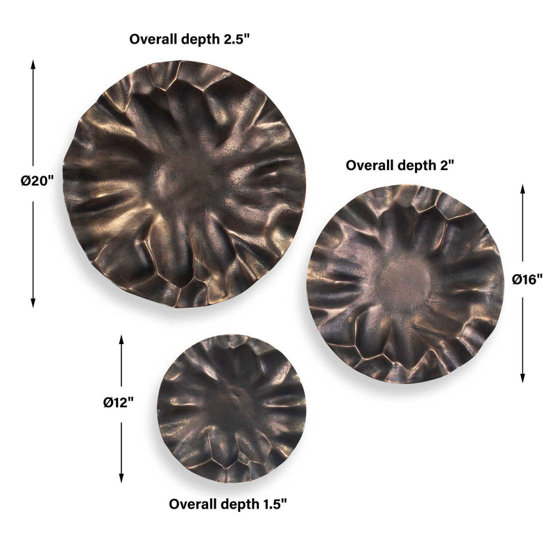 Uttermost Peonia Outdoor Bronze Wall Art Set/3