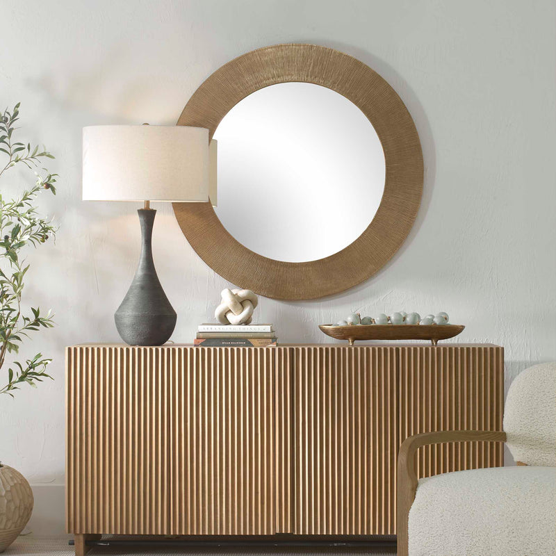 Uttermost Tano Antique Brass Round Mirror
