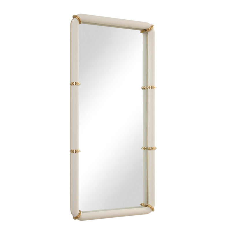 Uttermost Cyprus White Leather Mirror