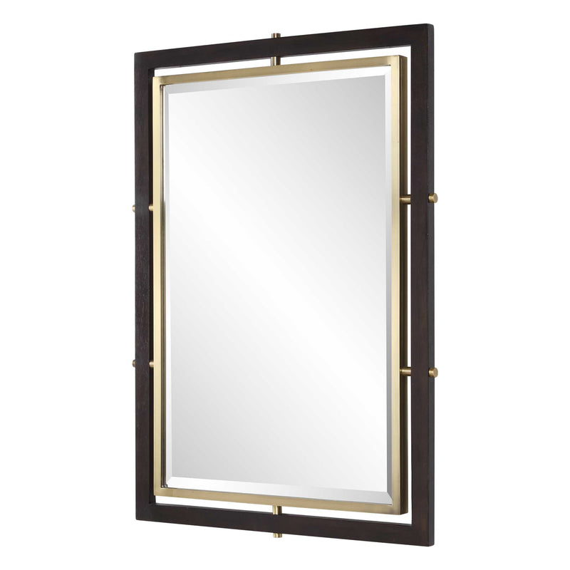 Uttermost Bach Walnut & Brass Rectangle Mirror