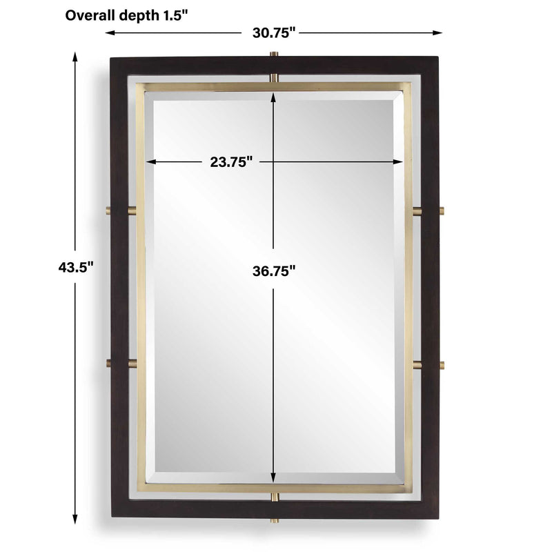 Uttermost Bach Walnut & Brass Rectangle Mirror