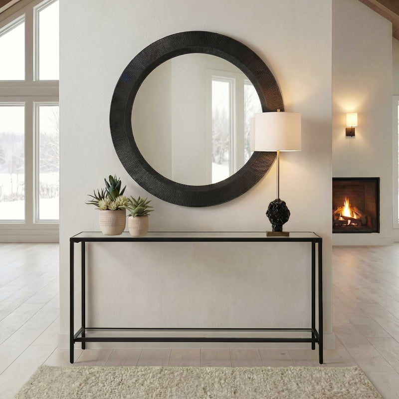 Uttermost Montgomery Round Black Mirror