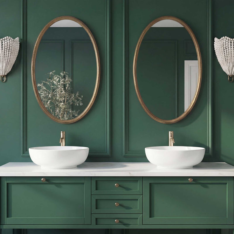 Uttermost Ellis Beaded Brass Oval Mirror