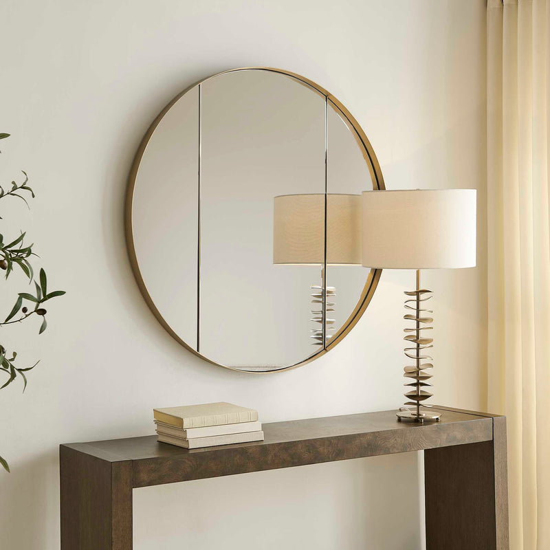 Uttermost Amram Antique Brass Round Mirror