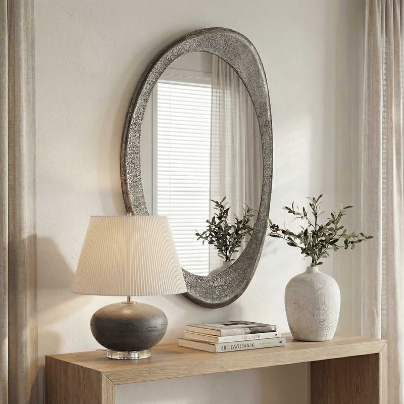 Uttermost Schiller Oval Antique Nickel Mirror