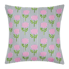 Marigold Ticking Stripe Pink 22x22 Pillow