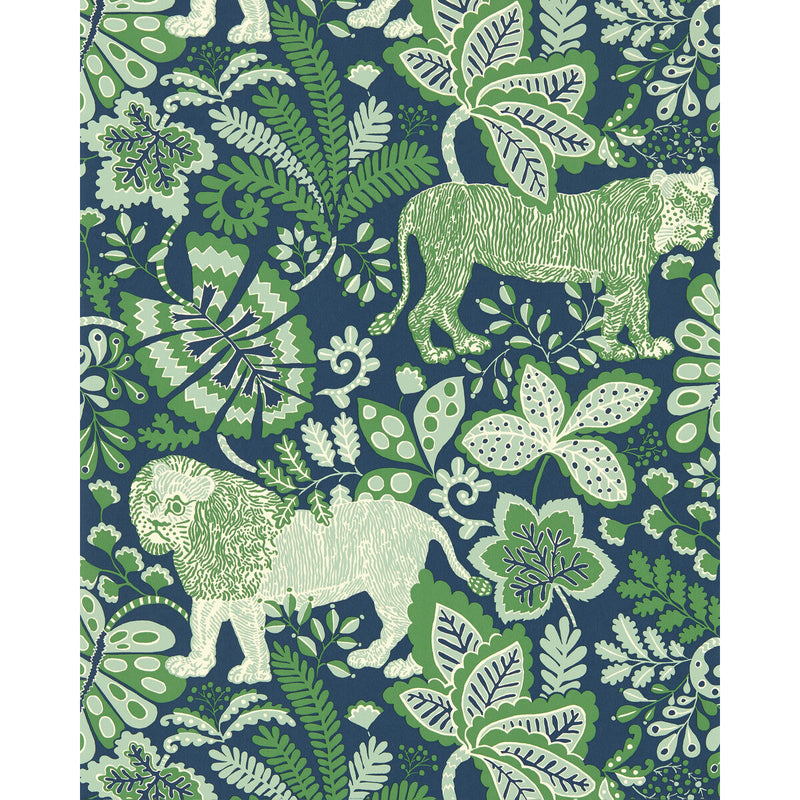 SCION - RUMBLE IN THE JUNGLE WP- MIDNIGHT/MINT - Wallcovering by the Roll MIDNIGHT/MINT