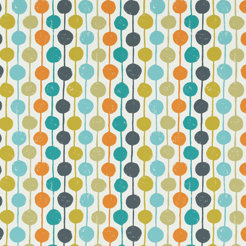 SCION - TAIMI WP- SULPHUR/TANGERINE/KINGFISHER - Wallcovering by the Roll SULPHUR/TANGERINE/KINGFISHER