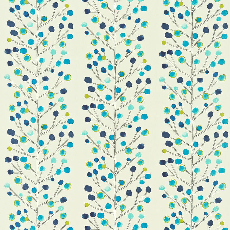 SCION - BERRY TREE- PEACOCK/POWDER BLUE - Fabric by the Yard PEACOCK/POWDER BLUE