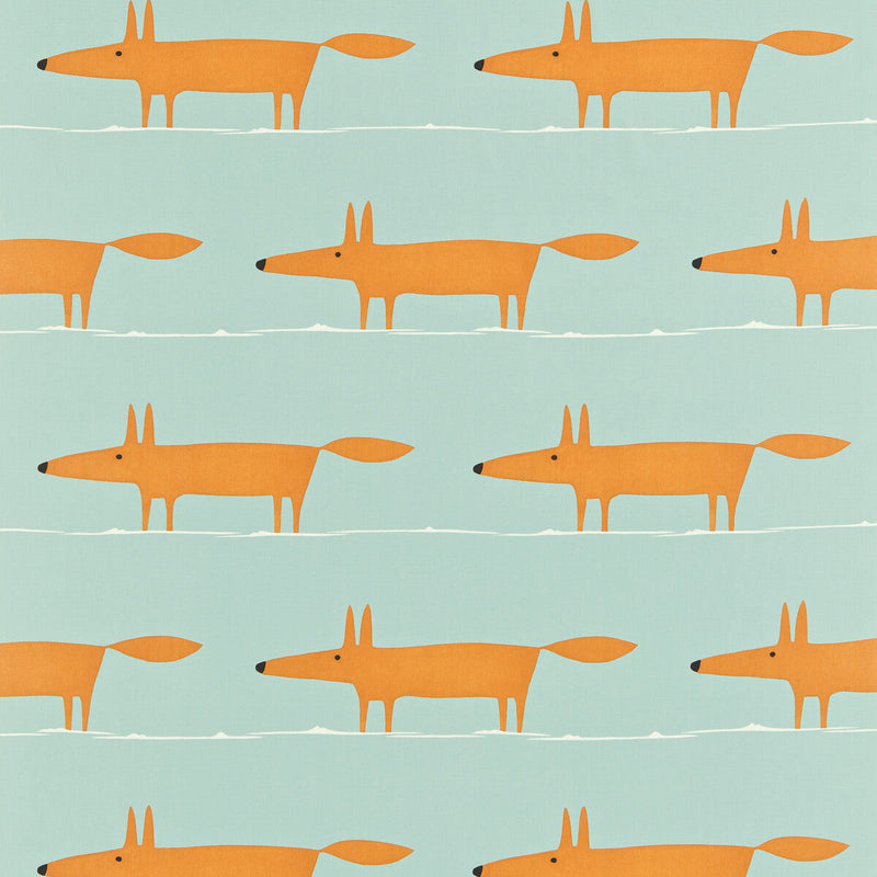 SCION - MR FOX- SKY/TANGERINE - Fabric by the Yard SKY/TANGERINE
