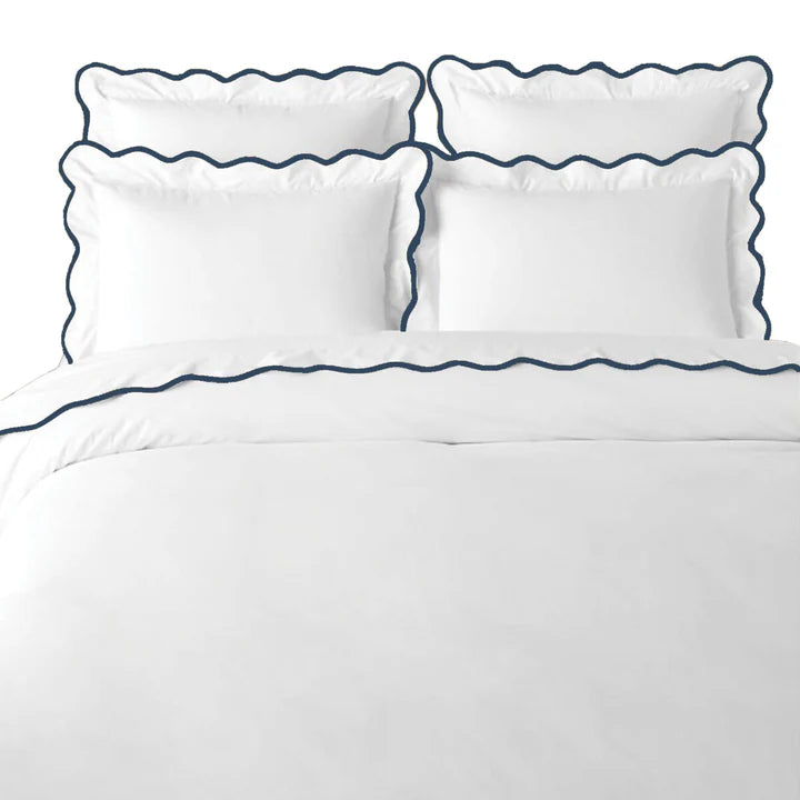Laura Park- Full/Queen Scalloped Duvet Cover - Navy