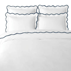 Navy / White Scalloped Duvet Cover - King