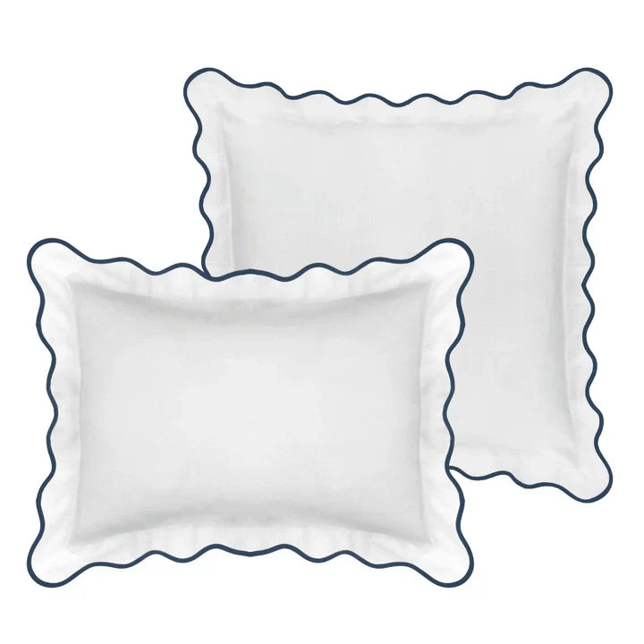 Navy / White Scalloped Sham - Euro