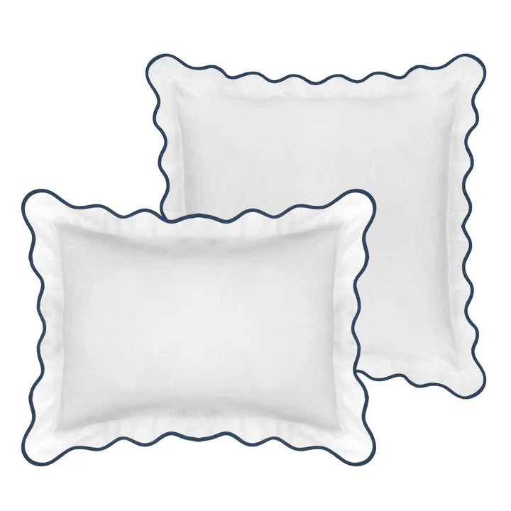 Laura Park -  20 x 26 Scalloped Shams - Navy