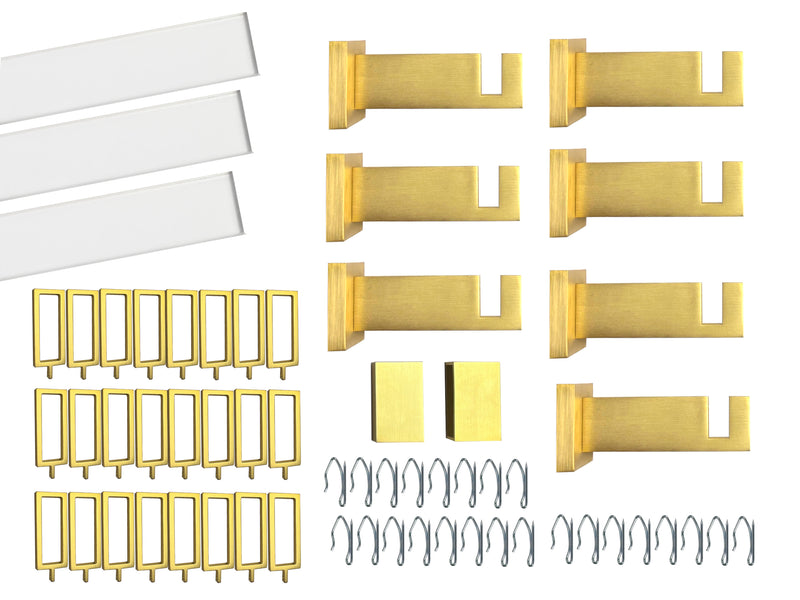 Acrylic Lucite Rectangular Curtain Rod Set - New Brushed Gold