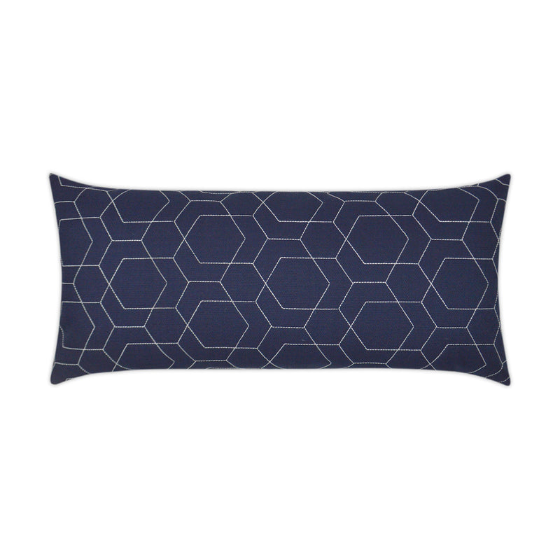 Outdoor Hex Quilt Lumbar Pillow - Navy - DV Kap