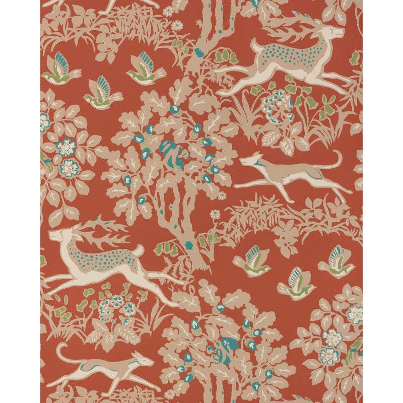LEE JOFA - MILLE FLEUR WP - BRICK - Wallpaper By The ROLL