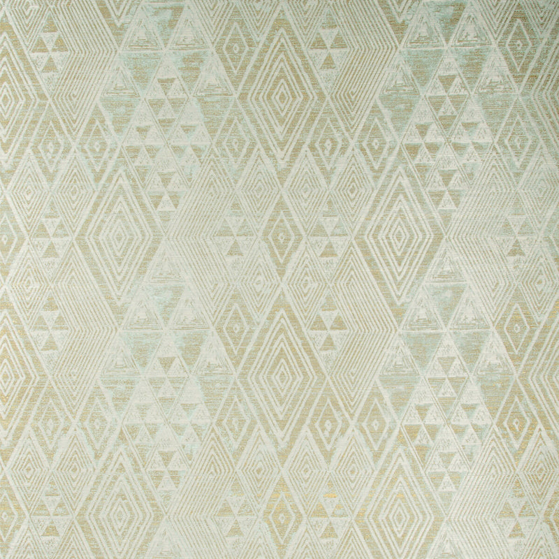 LEE JOFA - MARULA PAPER- AQUA/GOLD - Wallcovering by the Roll AQUA/GOLD
