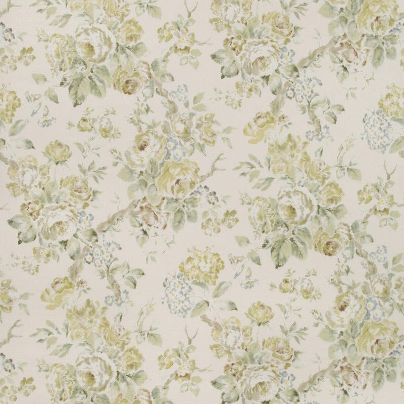 LEE JOFA - GARDEN ROSES WP- LIME/LEAF - Wallcovering by the Roll LIME/LEAF