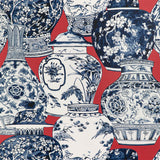 LEE JOFA - PANDAN PAPER- CHILI/BLUE - Wallcovering by the Roll