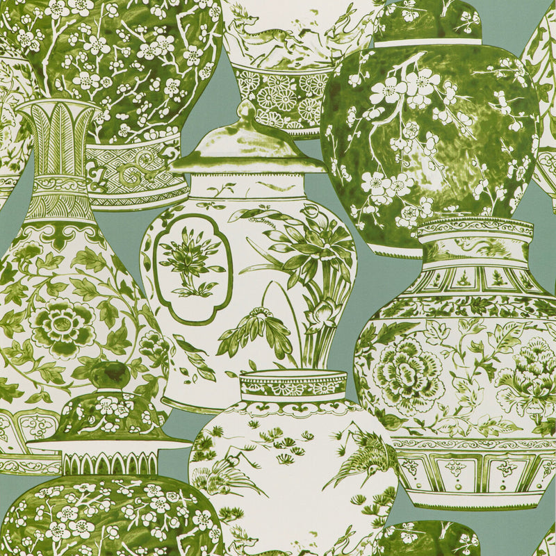 LEE JOFA - PANDAN PAPER- MIST/JADE - Wallcovering by the Roll MIST/JADE