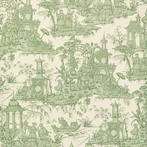LEE JOFA - PAGODA TOILE PAPER- GREEN - Wallcovering by the Roll GREEN