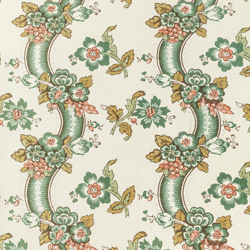 LEE JOFA - BENDAY PAPER- GREEN/ROSE - Wallcovering by the Roll GREEN/ROSE