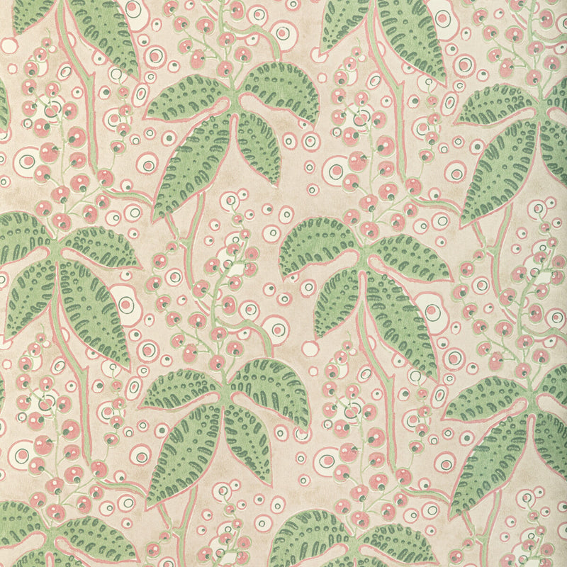 LEE JOFA - PUTNAM PAPER- GREEN/ROSE - Wallcovering by the Roll GREEN/ROSE