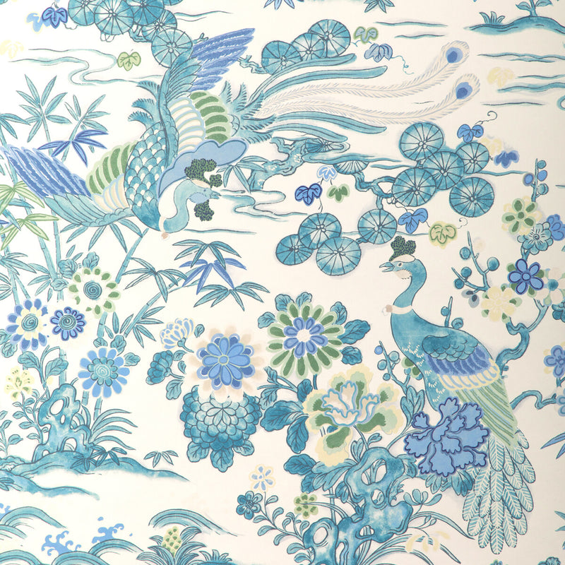 LEE JOFA - SAKURA PAPER- TEAL - Wallcovering by the Roll TEAL