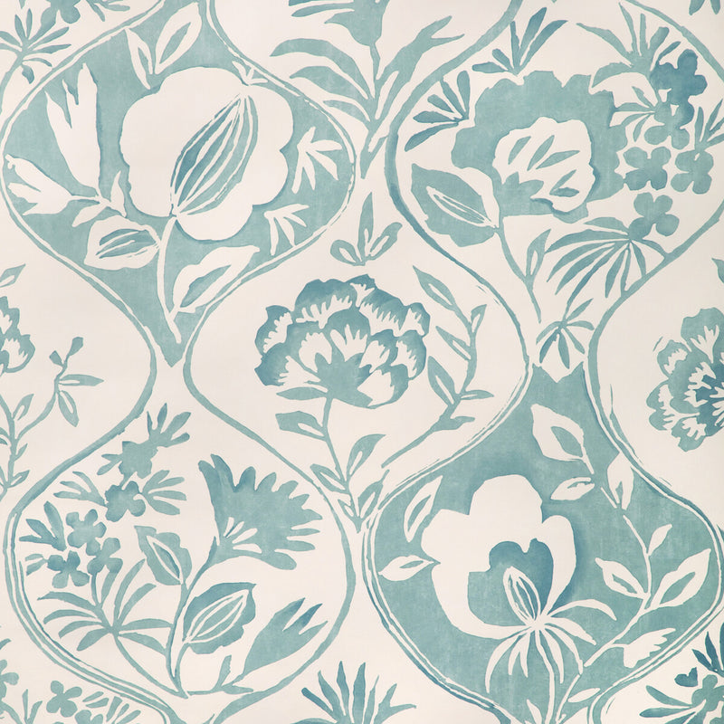LEE JOFA - CALATHEA PAPER- AQUA - Wallcovering by the Roll AQUA