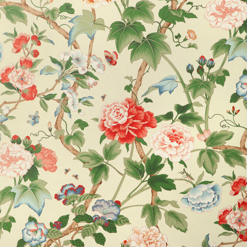 LEE JOFA - GARDENIA PAPER- RED/GREEN - Wallcovering by the Roll RED/GREEN