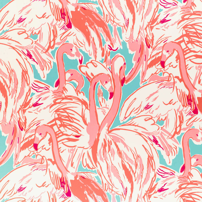 LEE JOFA - PINK COLONY WP- AQUA/PINK - Wallcovering by the Roll AQUA/PINK